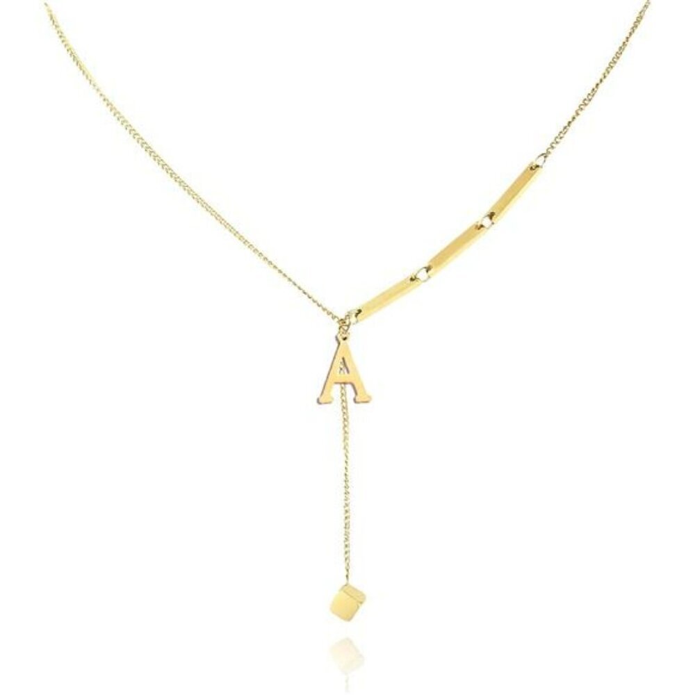Gold Cube Initial Necklace 18K Gold Plated Letter Pendant Dainty Jewelry Gift